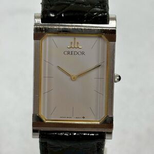 H429-O55-1590◎SEIKO セイコー CREDOR クレドール 8420-6990 クォーツ シルバー文字盤 2針 スクエア 腕時計 OA