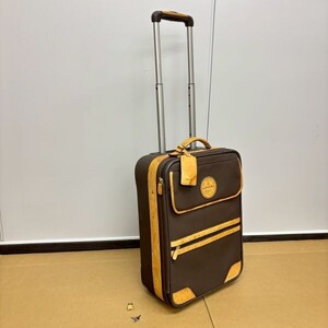 H206-K44-8551 LANCEL ランセル キャリーバッグ スーツケース ブラウン系 2輪 約縦51-100×横38×マチ17cm 旅行 タグホルダー/鍵付き OA