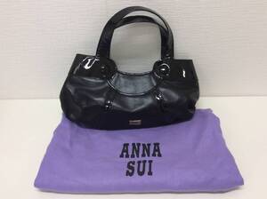 ■4501 ANNA SUI ANNA SUI сумка-тоут, эмаль, черный, дамы, с сумкой для хранения, на складе.