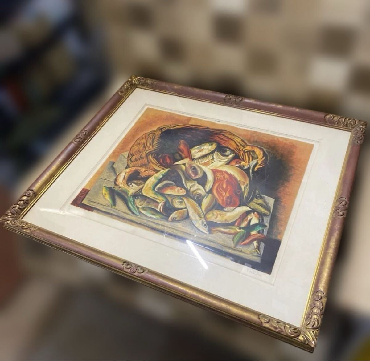 岡部敦魚作 アート作品 美術品 絵画 絵 額縁 サイン入り シリアスナンバー 岡部敦魚作 アート作品 美術品 絵画 絵 額縁 サイン入り シリアス