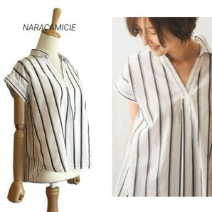 【NARACAMICIE】 スキッパー プルオーバーブラウス