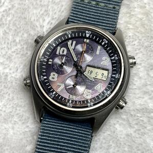 CASIO OVERLAND 電波 ソーラー OVW-500BJ クロノグラフ NATO ミリタリー 稼動 中古 メンズ 腕時計 クロノ オーバーランド wave ceptor レア