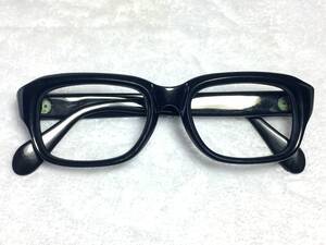 ビンテージ 太セル KING LAURENCE 眼鏡 50 7枚蝶番 黒 ブラック セミオート ウェリントン ブラック セル メタル フレーム 昭和 レトロ