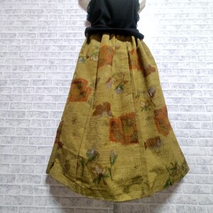ゴムスカート*着物リメイク ハンドメイド 低身長 パーティー イベント 舞台 結婚式 フォーマル 踊り ゆったり 手作り
