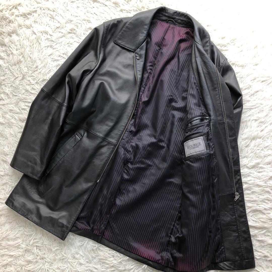 LICORICE リコリス　レザージャケット　シングル　羊革　ブラック　黒　L 中古・古着通販】LICORICE (リコリス) レザージャケット