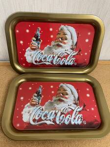 2枚セット クリスマスグッズ コカコーラ トレイ お盆 当時物 季節商品 ノベルティーグッズ