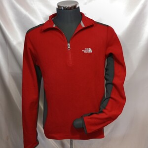 zaa-147♪USユーズド★ザノースフェイス THE NORTH FACEフリースジャケット★US-S(JP-Mサイズ)レッド/ブラック★メンズ