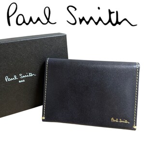 新品ポールスミス Paul Smith 定期入れ カードケース パスケース ポリッシュカーフグループ ネイビー メンズ 男性 紳士 社会人 新卒