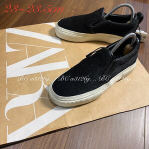 新品 ZARA カウファーレザースリッポン 23~23.5cm 35/36 BLACK レディース ザラ 毛付き牛革 スニーカー シューズ 厚底 脚長 細見え タグ付