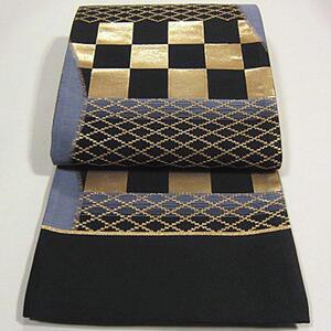 Новое, без сезона, нисидзинское парчовое оби с шестипанельным узором, узор Yoroke-koushi.