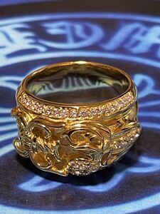 クロムハーツ DAGGER HEART RING ダガーハート リング *21号* 指輪 22k ダイヤ パヴェ *Chrome hearts* 美品