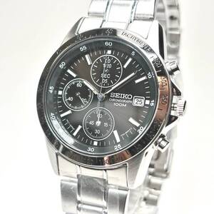 SEIKO セイコー CHRONOGRAPH クロノグラフ 日本製ムーブメント SND367P1 ブラック×シルバー メタルバンド メンズ 腕時計 ★新品