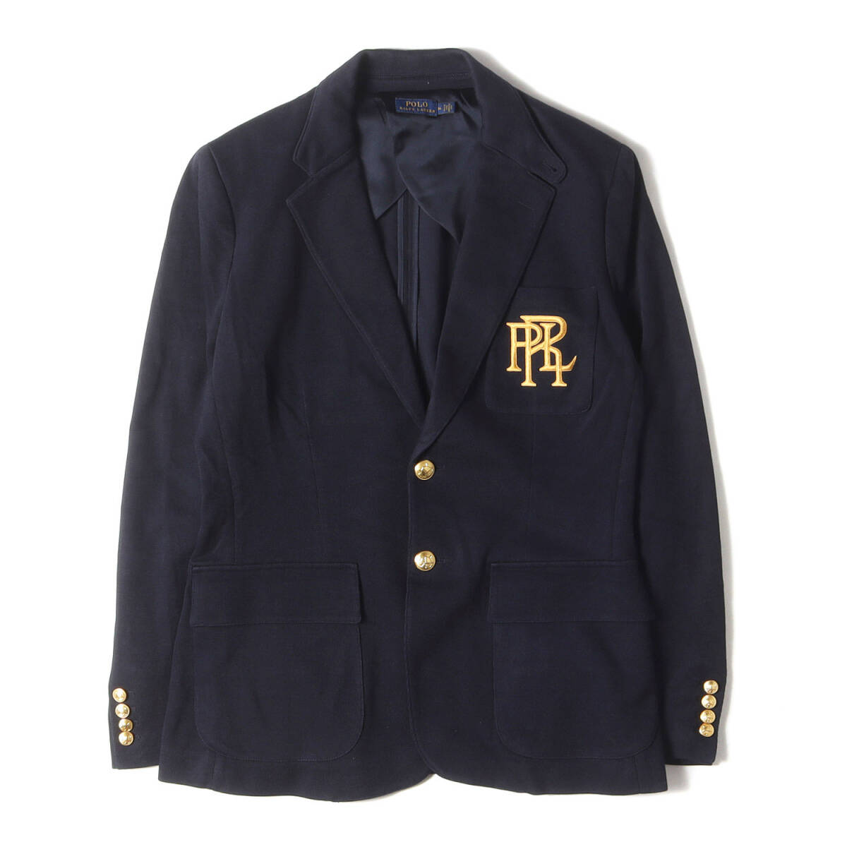 未使用級 ポロバイラルフローレン　テーラードジャケット160　ロゴ釦アンコン紺 2025年最新】POLO RALPH LAUREN メンズ テーラードジャケットの