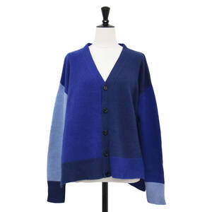 MARNI MARNI Кардиган синий 42 (L) | 24 весна-лето Кашемировый кардиган колор блок / трикотаж | V-образный вырез сочетание цветов Асимметричный