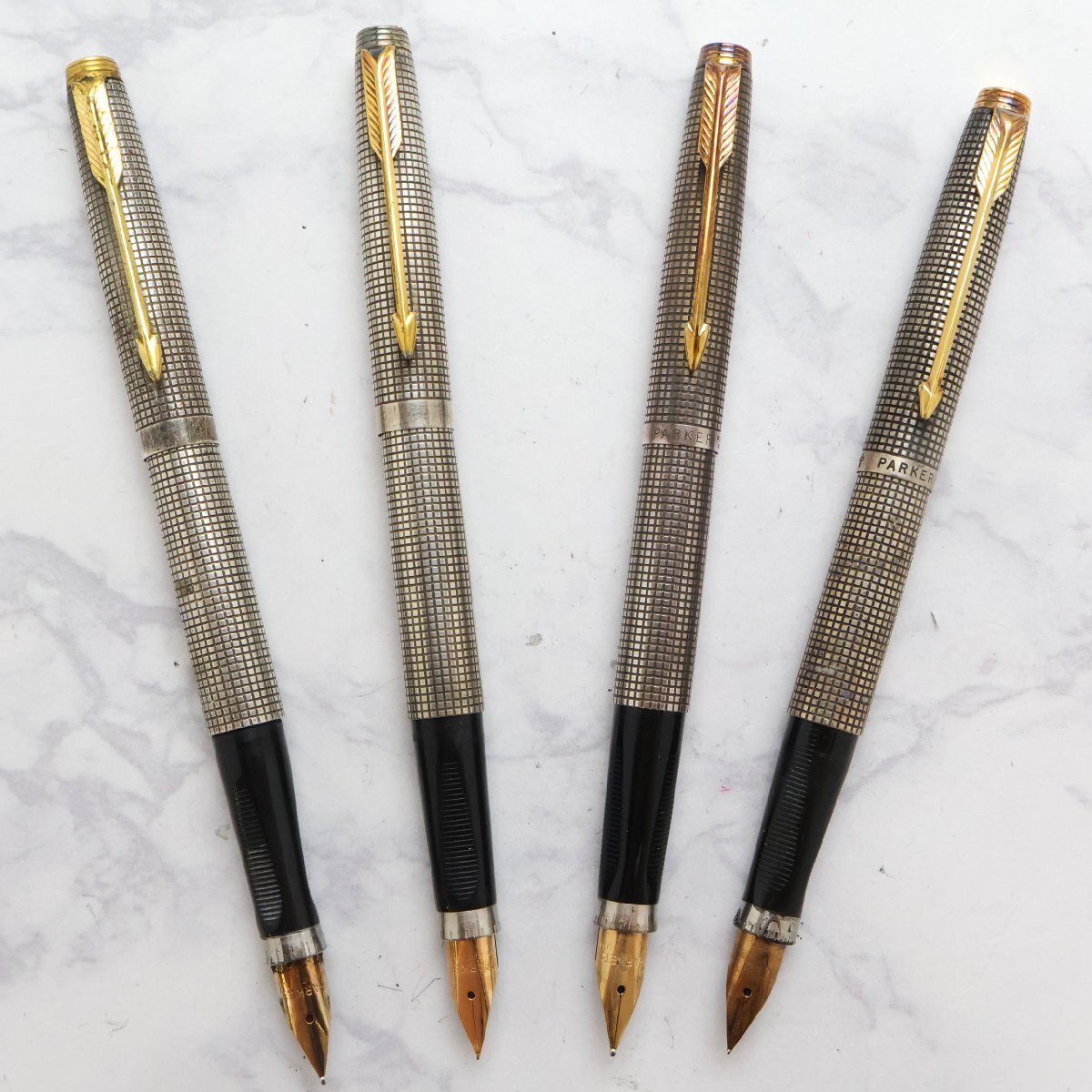 ヴィンテージ PARKER パーカー CAP&BARREL 万年筆 Parker - PARKER(パーカー) 万年筆 - シルバー×ゴールド ペン先