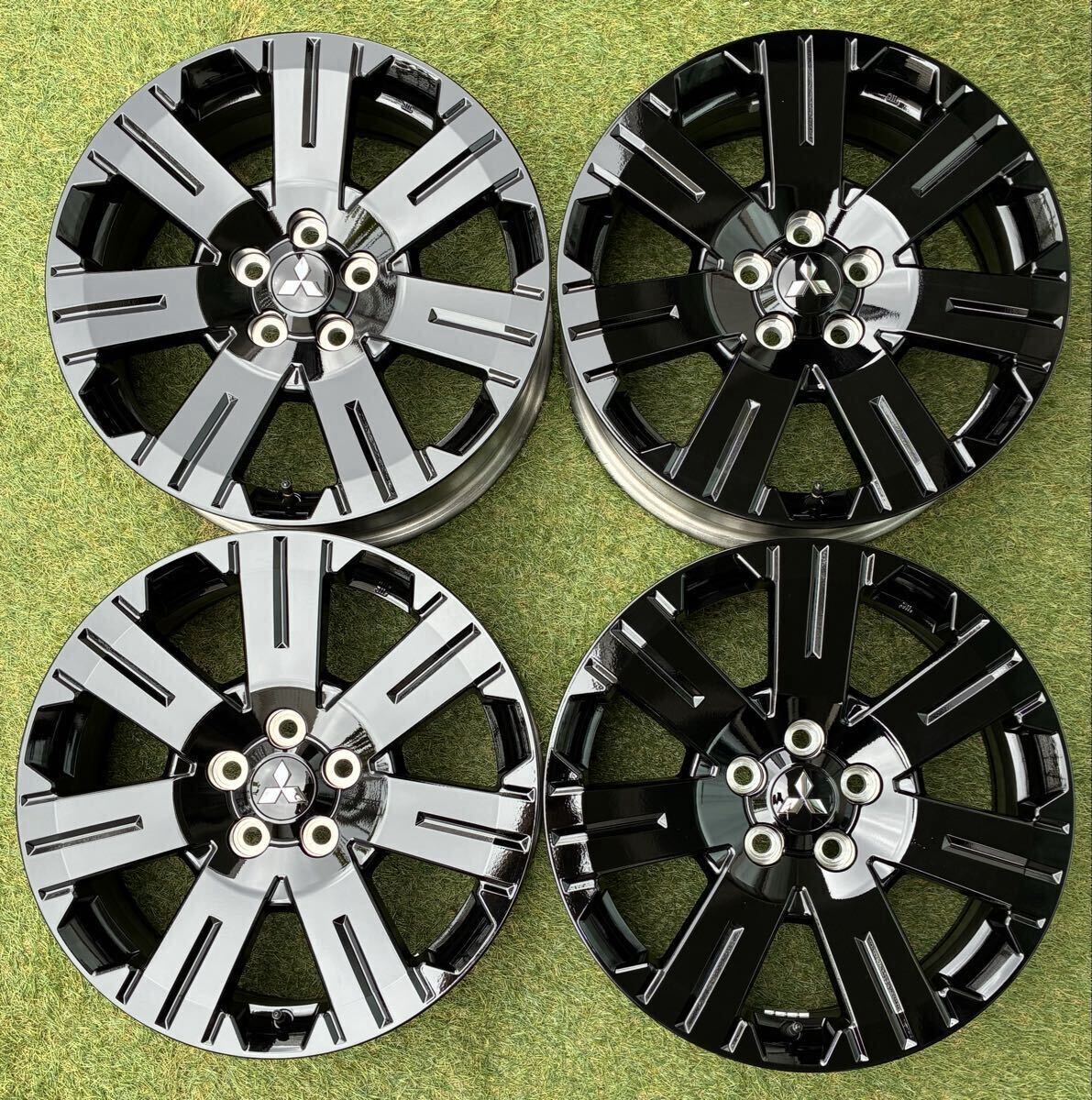 三菱 デリカD5 シャモニー 18インチ ブラック アルミホイール 5本スポーク 新車外し 美品】ミツビシ デリカ D:5 シャモニー コンプリート