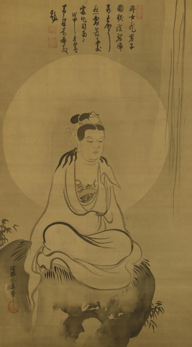 狩野安信筆　達磨和尚？図　日本画　紙本　掛軸 狩野安信筆 達磨和尚？図 日本画 紙本 掛軸 - メルカリ