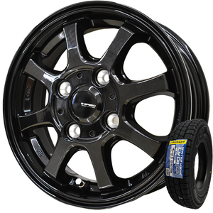 2024年製造 ダンロップ ウインターマックス LV01 145/80R12 80/78N&G・SPEED G-08 冬タイヤ+アルミホイール4本セット ジースピードG08