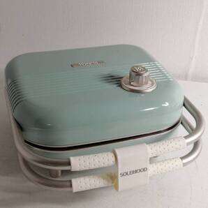 美品 SOLEMOOD ホットサンドメーカー 耳まで焼ける 電気 ワッフルメーカー(グリーン)