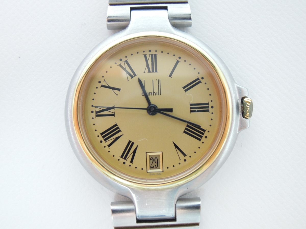 ダンヒル極美品稼動クオーツミレニアム メンズボイスベルト純正革ベルト電地交換済み ダンヒル極美品稼動クオーツミレニアム メンズボイスベルト純正