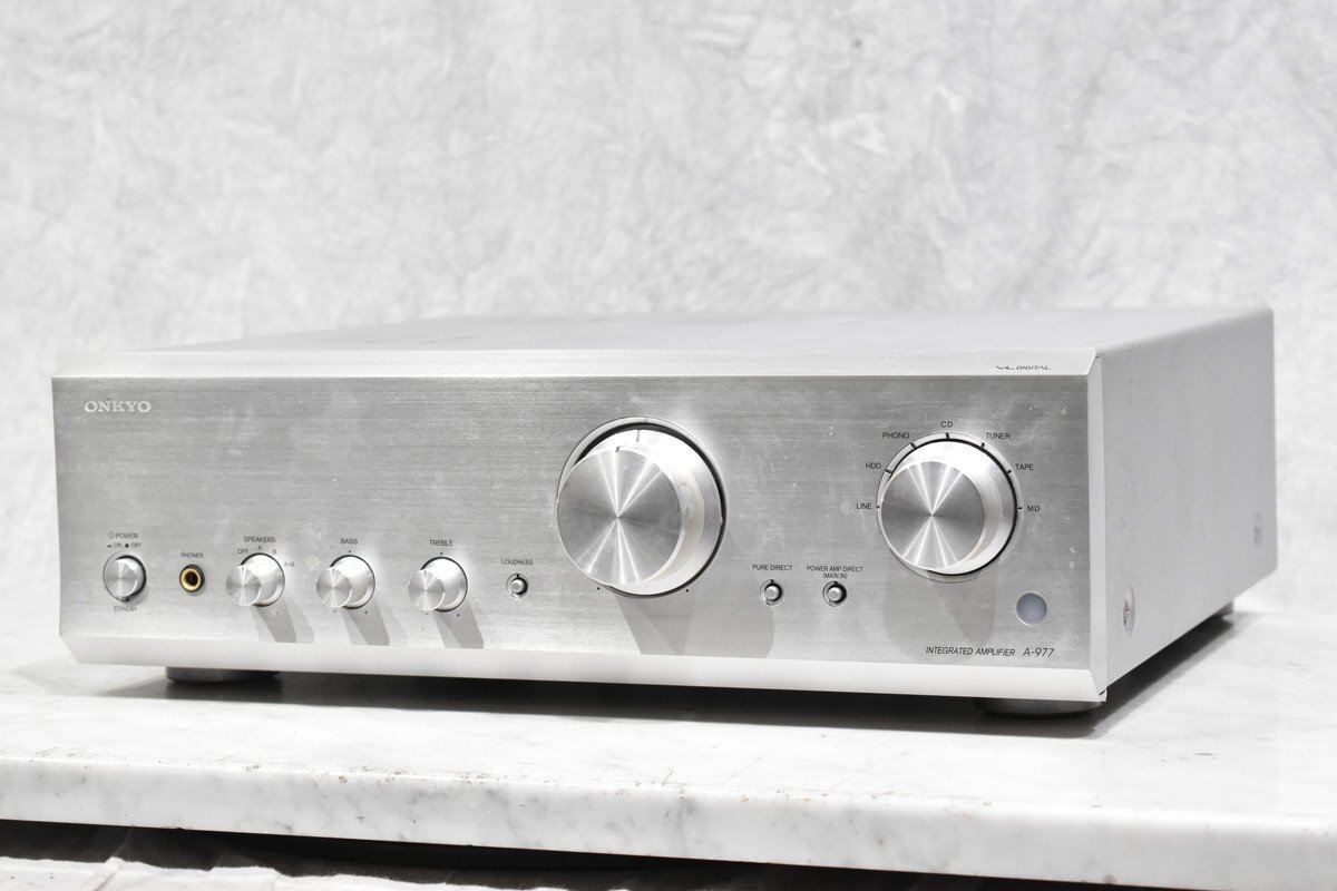 オンキョー　プリメインアンプ　A-977 シルバー A-977(S)｜｜ONKYO プリメインアンプ 300W+300W(4Ω) シルバー
