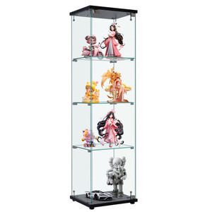 コレクションケース ガラスディスプレイキャビネット フィギュアケース 強化ガラス 全面ガラス サイズ:幅42.5×奥行36.5×高さ162cm