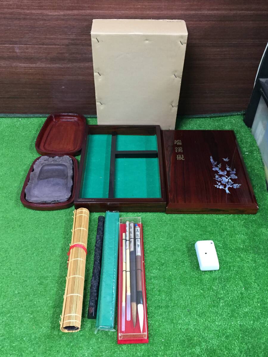 硯■唐木箱入り 長方形 書道道具 古道具 古美術 時代物 骨董品■ 硯□唐木箱入り 長方形 書道道具 古道具 古美術 時代物 骨董品