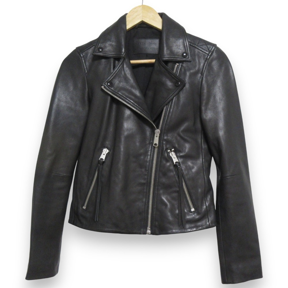 美品⁑オールセインツ　ダブルライダースジャケット　ラムレザー　UK6　ブラック All Saints ラムレザー ダブルライダースジャケット ブラック UK6