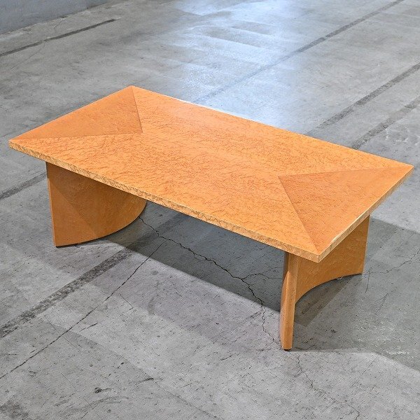 美品♠IDC大塚家具　スプレンダーセンターテーブル　バーズアイメープル センターテーブル「スプレンダー2-95B MA」95cm角 2本脚【受注