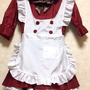 新品☆アリス風メイド服☆ハロウィン☆コスプレ☆ワインレッド☆かわいい☆フリーサイズ