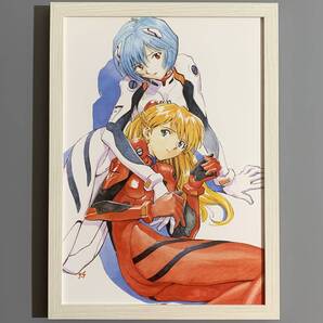 ■エヴァンゲリオン■「DER MOND #7」/A4額装品/貞本義行/綾波レイ/惣流・アスカ・ラングレー/貴重イラスト/印刷物/インテリア G3806