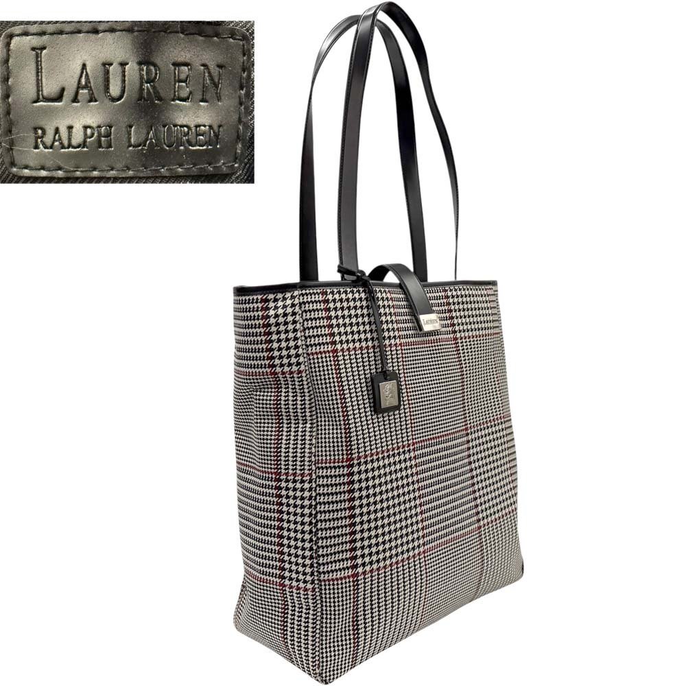 美品　ポロラルフローレン　千鳥　トートバッグ 極美品 Lauren Ralph Lauren 千鳥格子柄 トートバッグ 460