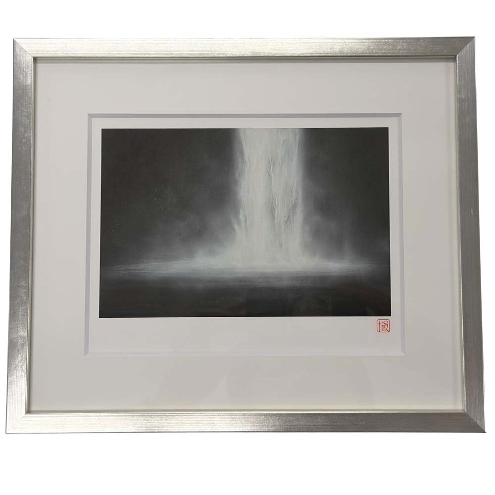 千住博 共シール「ウォーターフォール」肉筆保証/表サイン有り F4号】千住博【ウォーターフォール】肉筆/サイン・共シール有/岩