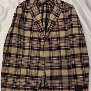 新品 タリアトーレ 近年モデル ベージュ系 TAGLIATORE サイズ 48 テーラード ジャケット コットン M~L チェック イタリア製 送料無料