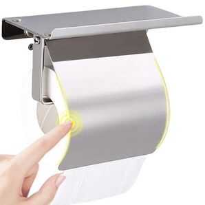 棚付き 壁掛け式 トイレットペーパー ホルダー シルバー ステンレス おしゃれ 取り替えスマホ 書籍も置ける 簡単設置 空室対策