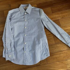 CELINE セリーヌ 2023年製コットン100%エディ期ストライプ柄長袖シャツ ブルーホワイト 36