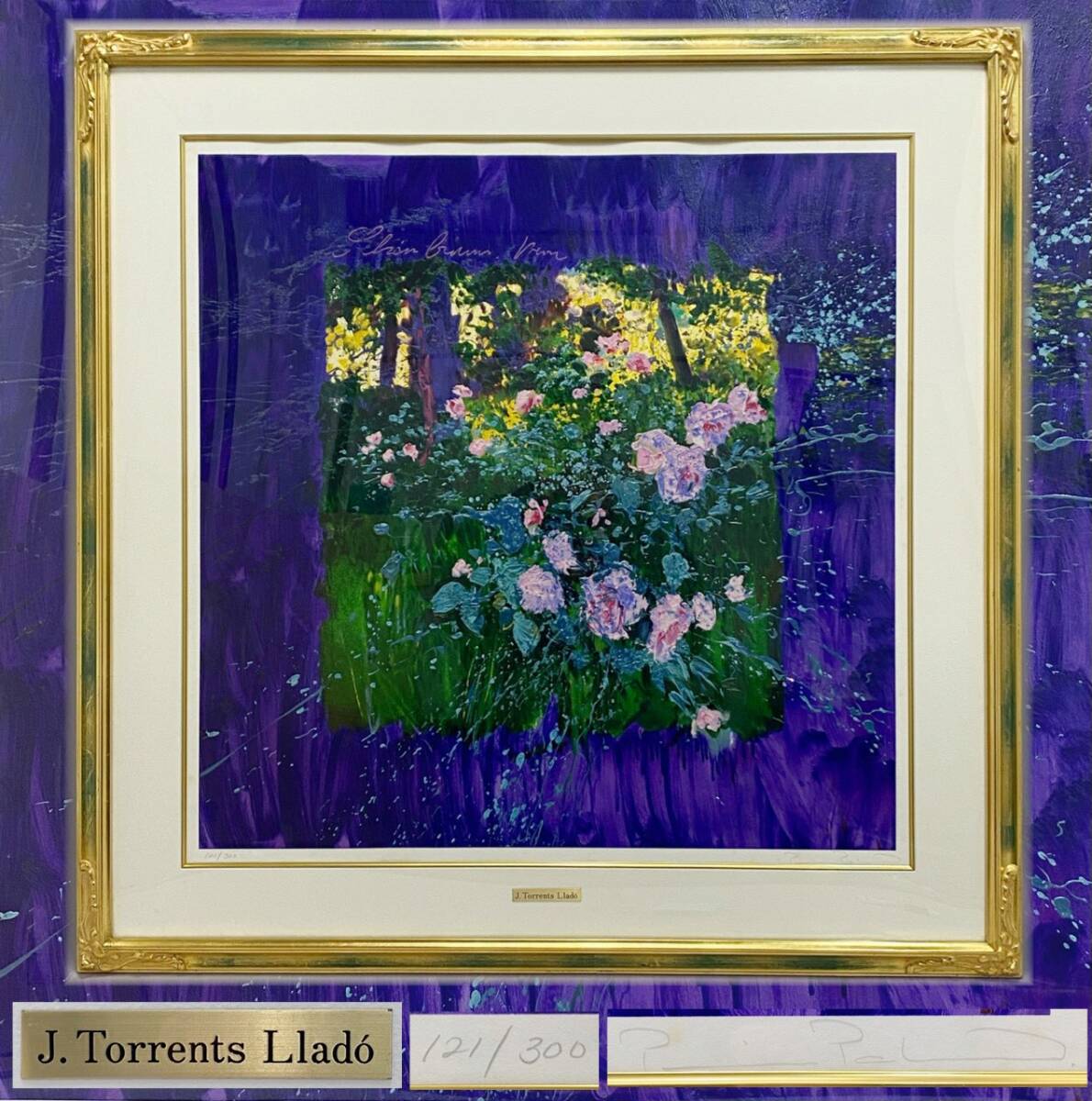 J.トレンツ・リャド、【湖の光】、希少な額装用画集より、新品額装付、状態良好 J.トレンツ・リャド、【フローレス】、希少な額装用画集より