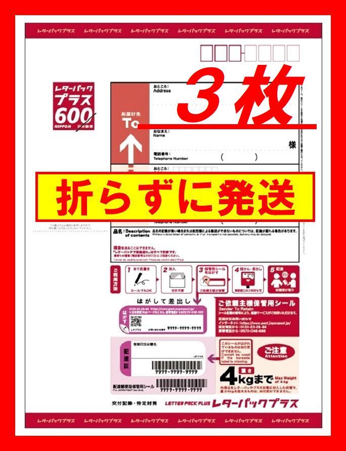 レターパックプラス600 40枚セット （帯付き） 日本郵便 レターパック プラス 600 送料無料 : 送料無料的商店