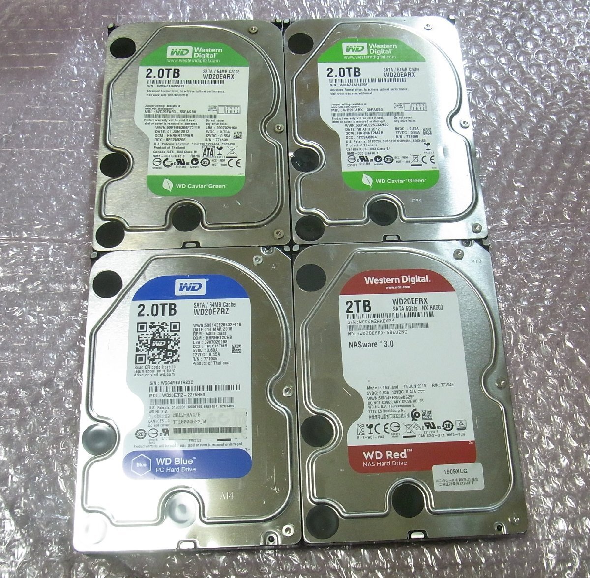 【新古品使用時間10時間以内】HDD 2TB 3.5インチ✕４個 notepc-store_part-hdd-35-500