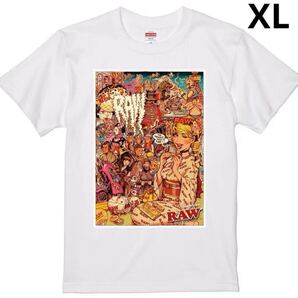 ◆送料無料◆ 新品 RAW 正規品 JAPANガールTシャツ ロッキンジェリービーン エロスティカ 手巻きタバコ XLサイズ ホワイト
