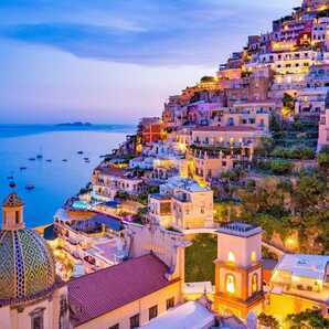 L32 夕暮れのアマルフィ海岸/イタリア/ポジターノ/海外風景/アートパネル/ファブリックパネル/インテリアパネル/ポスター