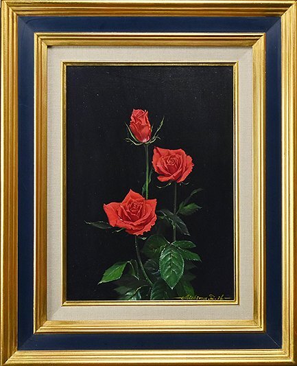 三嶋哲也、「カトレアと苺」、希少画集の額装画、人気作品 三嶋哲也、「カトレアと苺」、希少画集の額装画、人気作品 三嶋