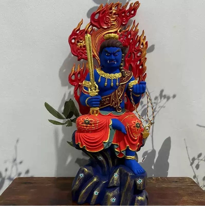 木製　不動明王　仏像　神様　宗教　スピリチュアル 工芸品 古美術 置物 骨董品 木製 不動明王 仏像 神様 宗教 スピリチュアル 工芸品 古美術