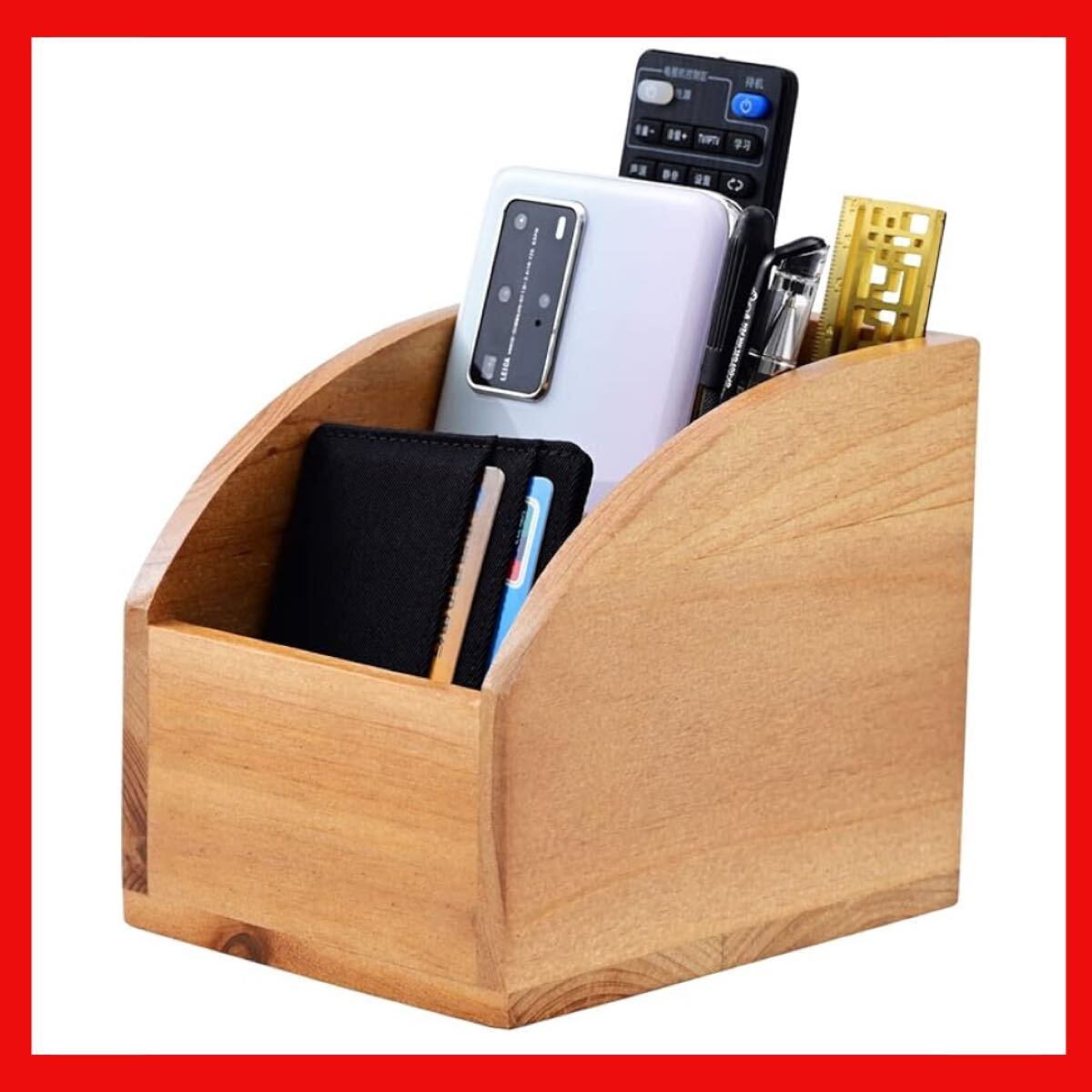 レトロな木製リモコンラック、リモコン収納、リモコンブラケット、多機能収納ボックス