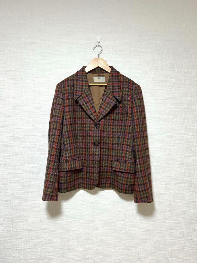 ビンテージ Aquascutum チェック柄 3B テーラードジャケット