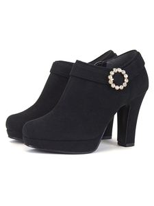 ESPERANZA Женские аккуратные, элегантные, короткие сапоги на каблуке (черный) S красивая вещь * Осень/Зима