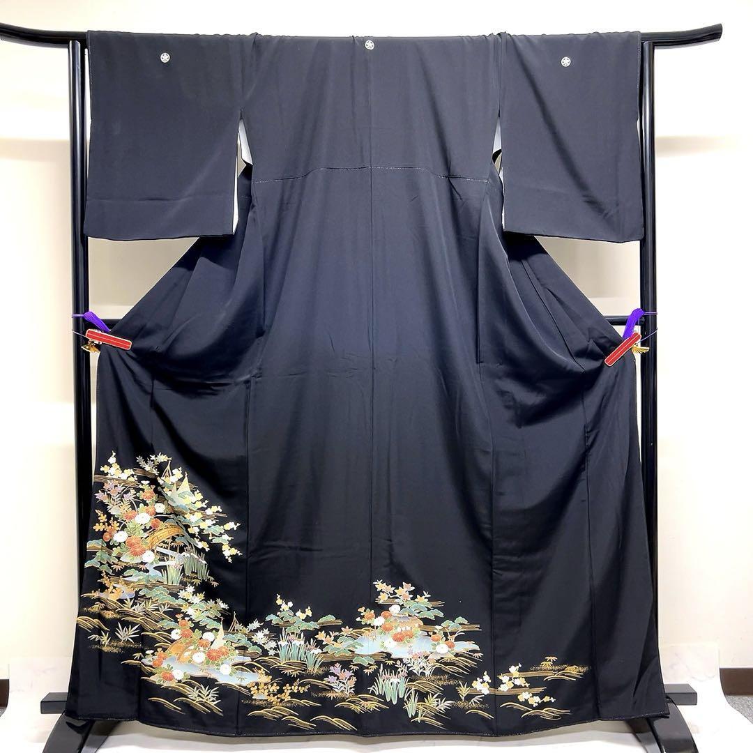 キャバリア様　袋帯［6107］黒留袖 大名行列 作家物 比翼付 五つ紋 五三桐 キャバリア様 袋帯［6107］黒留袖 大名行列 作家物 比翼付