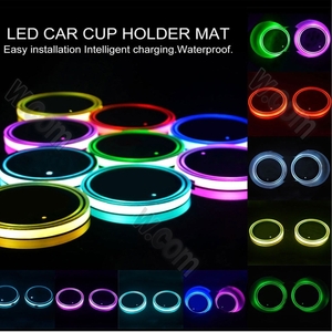 USB LEDコースター 2個 カップホルダー イルミネーション 充電 LEDコースター イルミネーション USB充電式 カスタム インテリア 内装 汎用