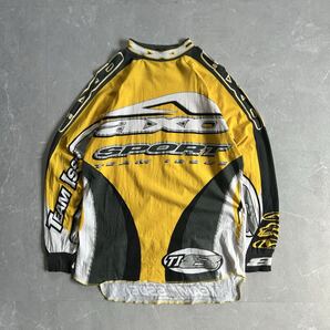 90s AXO レーシング ロンt モトクロス シャツ バイク ヴィンテージ M 長袖 シャツ コットン イエロー TEAM ISSUE cityboy 古着