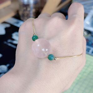 R2-02452 天然翡翠6mmと天然水晶 ローズクォーツ 六芒星スフィア18.8mm 丸玉 パワーストーン 天然石 置物 一点物 開運 誕生石 2月